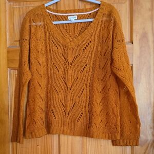 Maison Jules Women's V-Neck Sweater in Rich Orange
